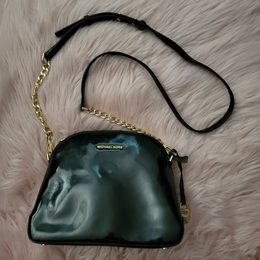 Michael Kors Mercer dome patent leather crossbody bag